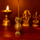 Antique Golden Brass Standing Owl Incense Stick Holder