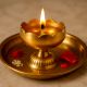 Golden Brass Flower Shape Lamp Diya for Decoration