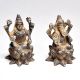 Lord Ganesha and Goddess Lakshmi Sitting on Lotus Flower Figurine