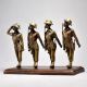 Vintage Soldiers Saluting Collectible Set on Wooden Stand