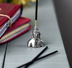 Silver Brass Buddha Agarbatti Holder Stand