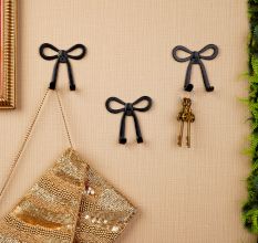 3 Pieces Decorative Gold Aluminium Bow Wall Hooks