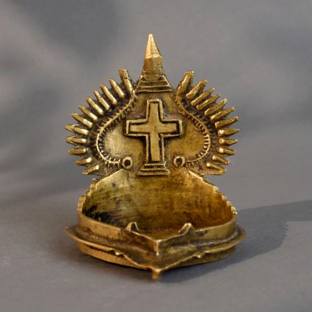 Vintage Brass South Indian Cross Design Pooja Diya Lamp