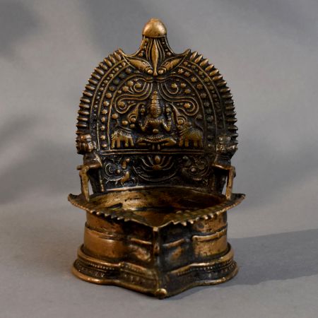 Brass South Indian Temple Art Diya with Deity Design