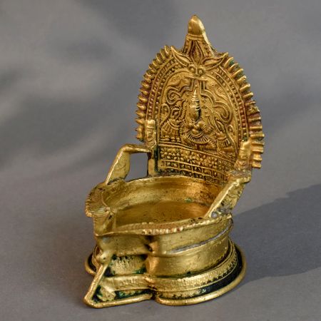 Handmade Brass South Indian Art Pooja Diya with Traditional Design