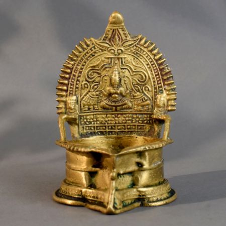 Handmade Brass South Indian Art Pooja Diya with Traditional Design