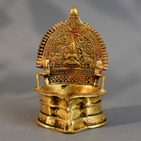 Handmade Vintage Brass South Indian Pooja Diya for Home Temple