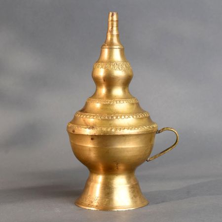 Handmade Brass Central India Oil Lamp with Handle