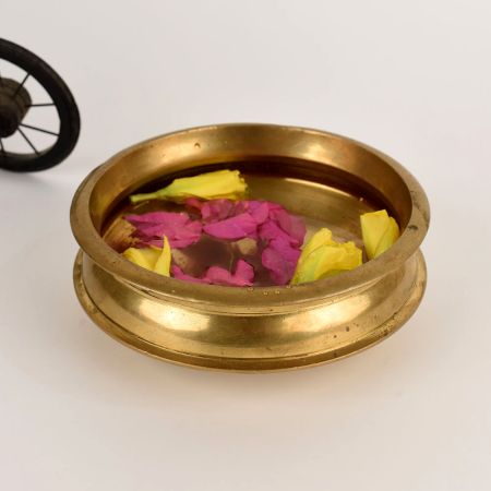 Golden Floral Brass Urli in Antique Finish