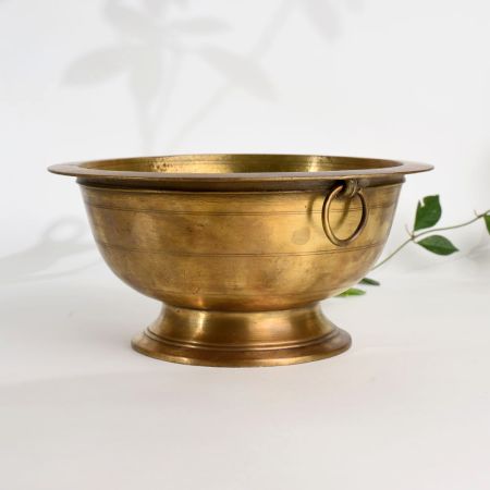 Wide Rim Vintage Brass Bowl for Prayer Room