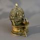 Vintage Brass South Indian Art Diya with Intricate Carvings