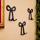 3 Pieces Decorative Gold Aluminium Bow Wall Hooks