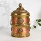 Handmade Copper and Brass Storage Jar with Ornate Lid For Decor