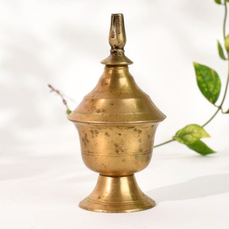Vintage Brass South Indian Oil Lamp Stand for Rituals
