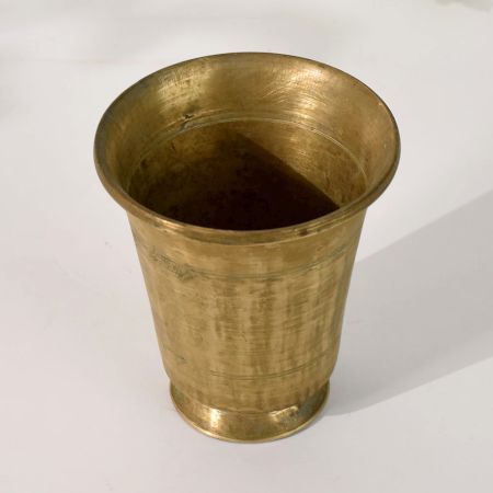 Handmade Traditional Brass Holy Glass Pot for Ritual Use