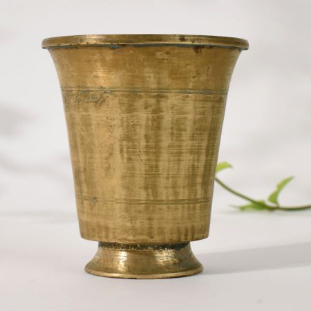 Handmade Traditional Brass Holy Glass Pot for Ritual Use