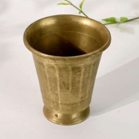 Vintage Brass Holy Water Glass Pot for Hindu Rituals