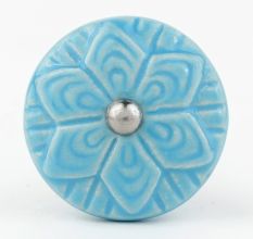 Blue Wheel Flower Knob