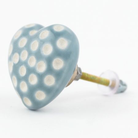 Grey Heart Etched Ceramic Knob