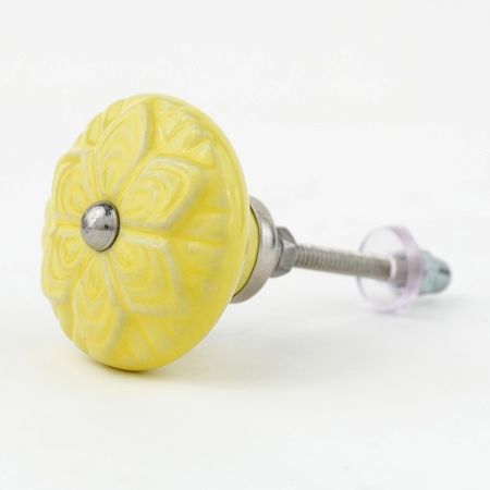 Yellow Wheel Flower Knob