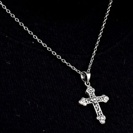 Engraved Holy Cross 92.5 Sterling Silver Pendant