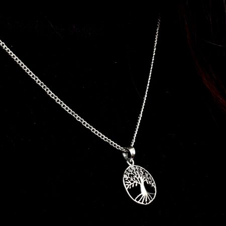 Round Tree Of Life 92.5 Sterling Silver Pendant Necklace