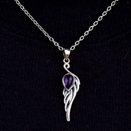 Purple Stone 92.5 Sterling Silver Jewelry Feather Design