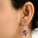 92.5 Sterling Silver Earrings Four Studded Pink Tourmaline Designer Earrings