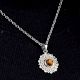 Hearts Floral 92.5 Sterling Silver Pendant With Round Semi Precious Stone