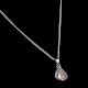 Peach Stone Teardrop Engraved 92.5 Sterling Silver Pendant Jewelry