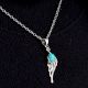 Turquoise Teardrop Feather Embedded 92.5 Sterling Silver Jewelry