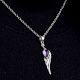 Purple Stone 92.5 Sterling Silver Jewelry Feather Design