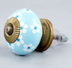 Turquoise Tiny Flowers Ceramic Knobs Online