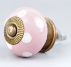 Pink Polka Dotted Small Ceramic Cabinet Knobs