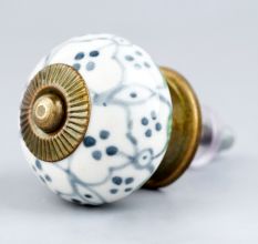 Grey Dotted Ceramic Floral Cabinet Knobs
