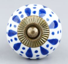 White & Blue Ceramic Floral Knob