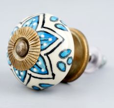 Turquoise Floral Drawer Knob