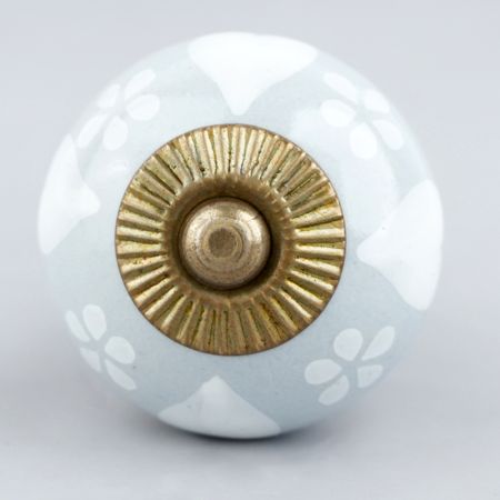 Grey White Heart Floral Knob