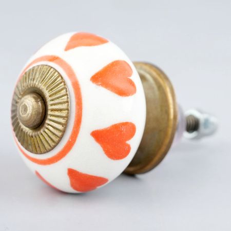 Orange Heart Painted Knob