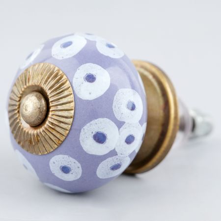Light Purple Ceramic Floral Cabinet Knob