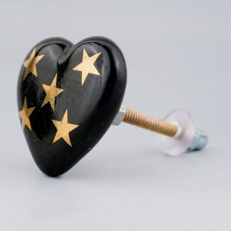 Golden Star Heart Ceramic Cabinet Knob