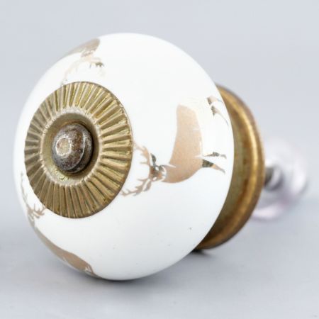 Golden Running Rein Deer Pattern Ceramic Drawer Knob
