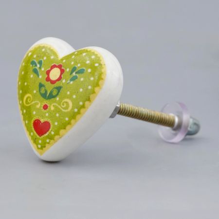 Green Heart Ceramic Knob