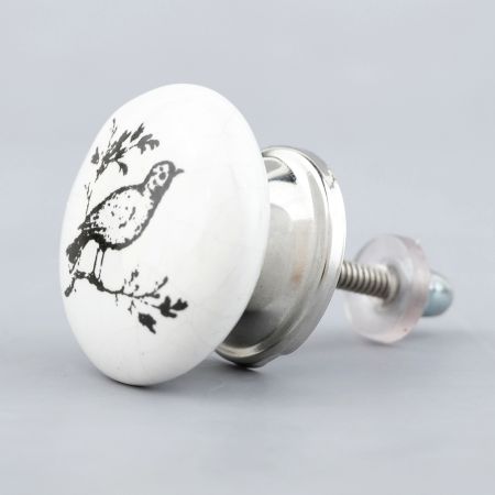Black White Bird Knob