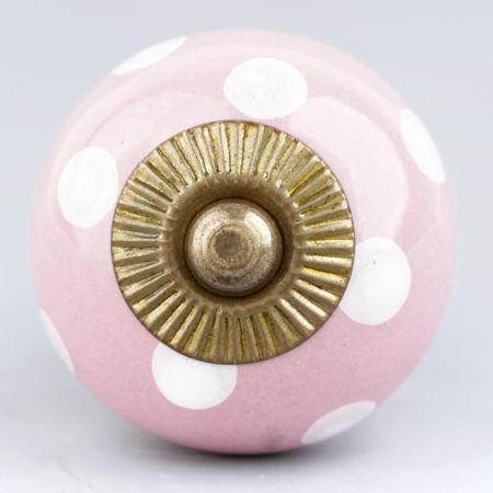 Pink Polka Dotted Small Ceramic Cabinet Knobs
