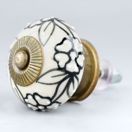 Black Flower Dresser Knob