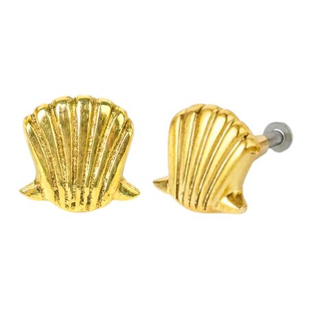 Handmade Golden Brass Scallop Shell Knob – Elegant Cabinet and Drawer Pull-1 Piece