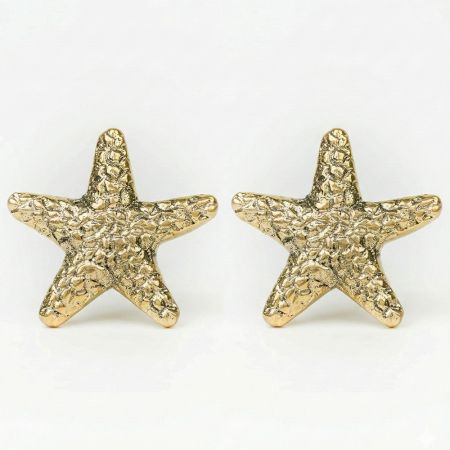Handcrafted Golden Brass Starfish Cabinet Pull Knob-1 Piece