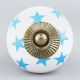 White Blue Star Cabinet Knob