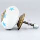 White Blue Star Cabinet Knob